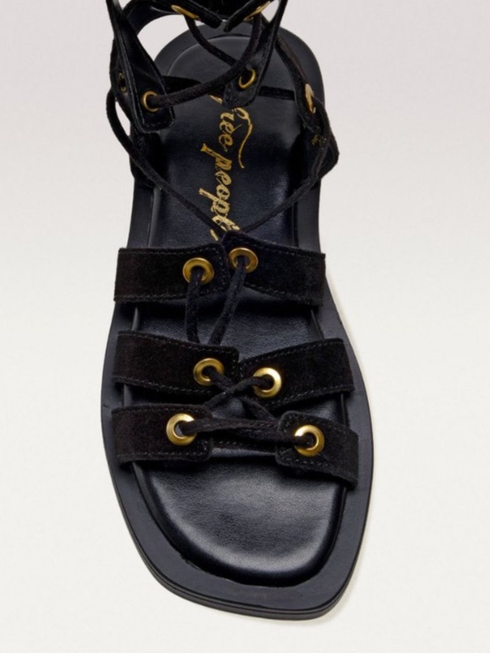 Free People SunChaser Black Lace-Up Gladiator Knee-High Sandals - Picture 3 of 9